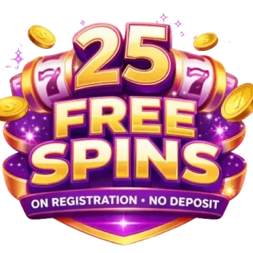 25 free spins on registration no deposit logo
